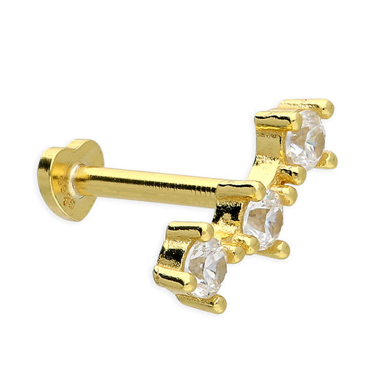 Sterling Silver Gold Plated Labret Stud Earring