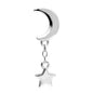 Sterling Silver Moon And Star Chain Labret Stud Earring