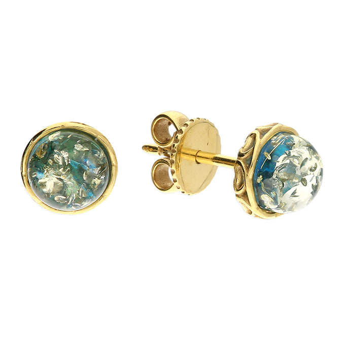 Gold Plated Blue Amber Studs