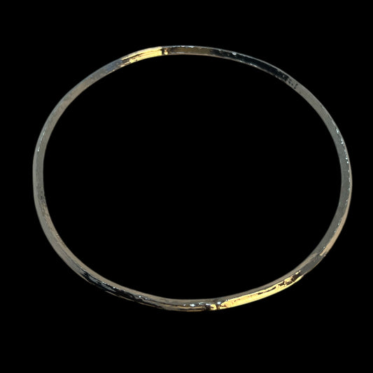 Silver Square Hammered Bangle