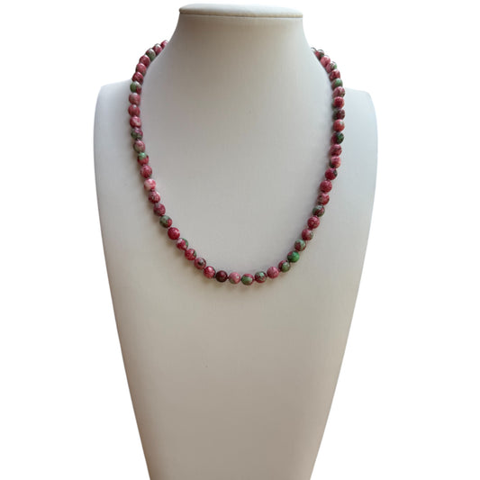 Hot Pink Agate Beaded Necklace