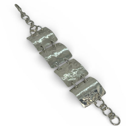 Reticulated Pure Silver Wide Bracelet