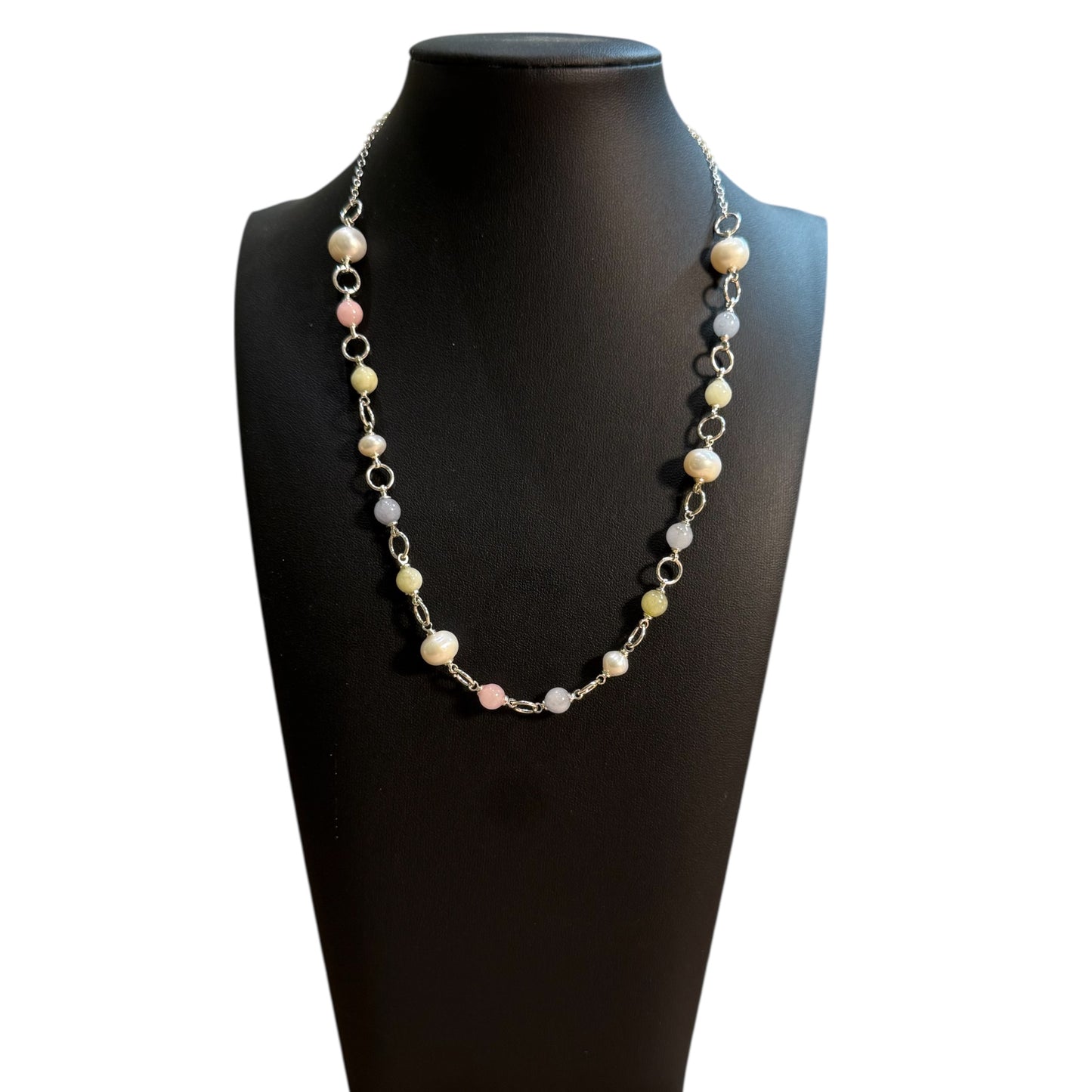 Ivory Pearl and Pastel Glass Necklace