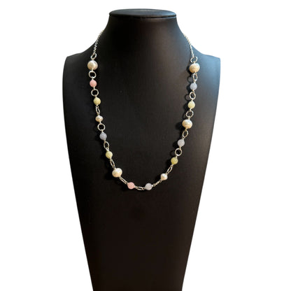 Ivory Pearl and Pastel Glass Necklace