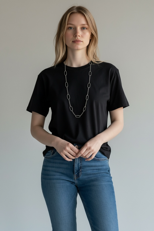 Hammered Oval Chain Necklace