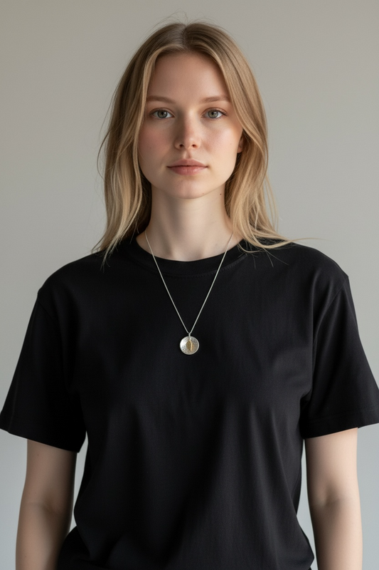 Hammered  DomePendant with a Gold Leaf