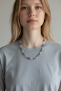 Pale Pink and Mauve Glass and Stone Necklace