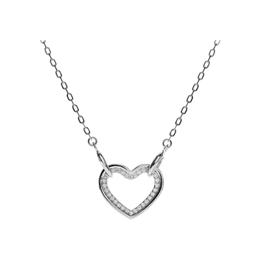 Open Heart with Double Rings Necklace