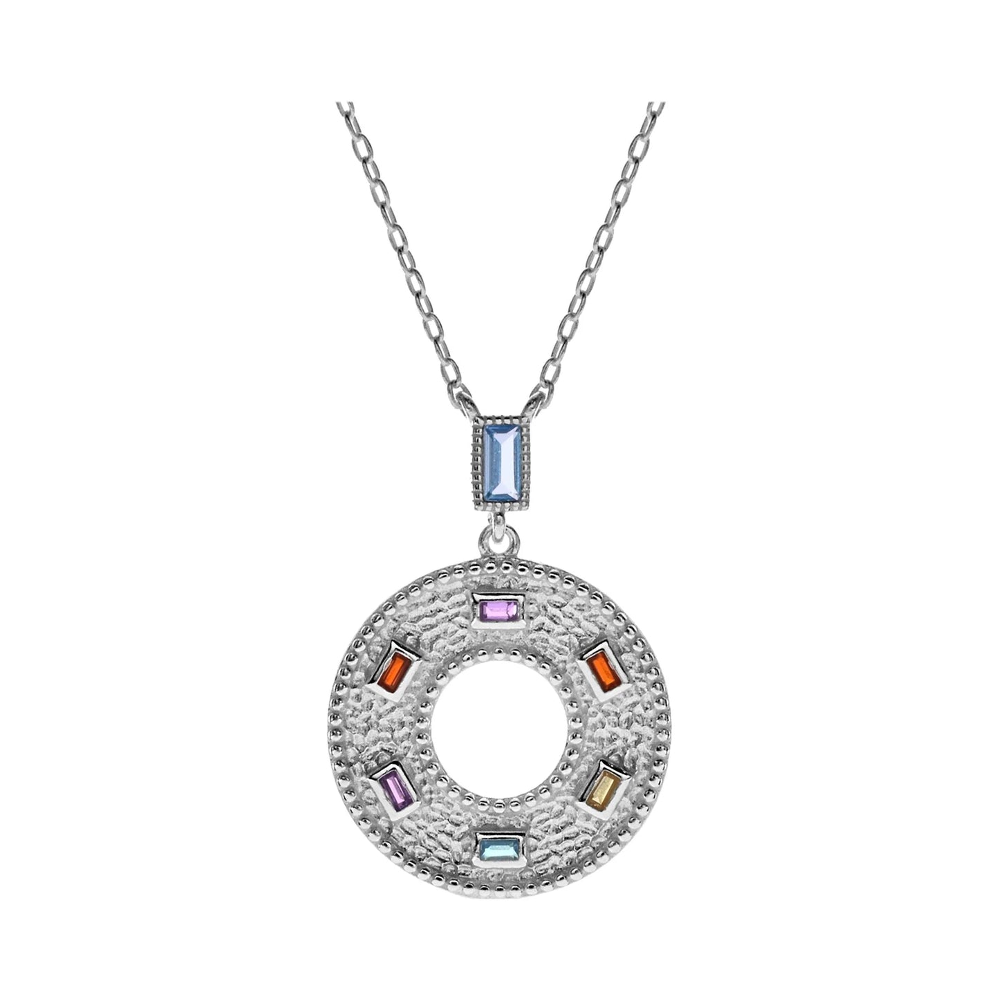 Textured Open Disc Necklace