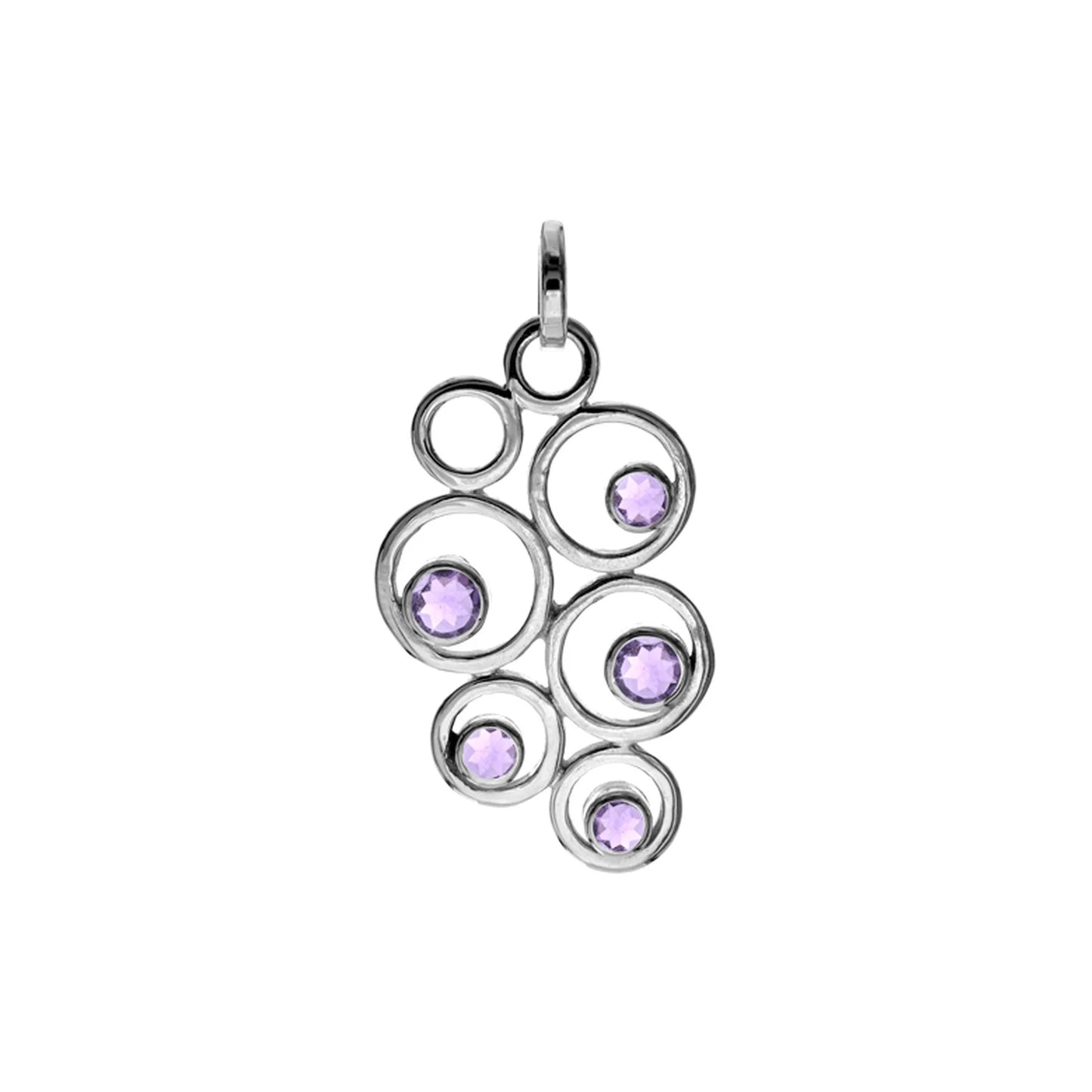 Open Random Multi- Hoop Amethyst Pendant