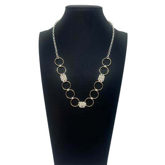 Byzantine Chain Mail and Gold Circle Necklace