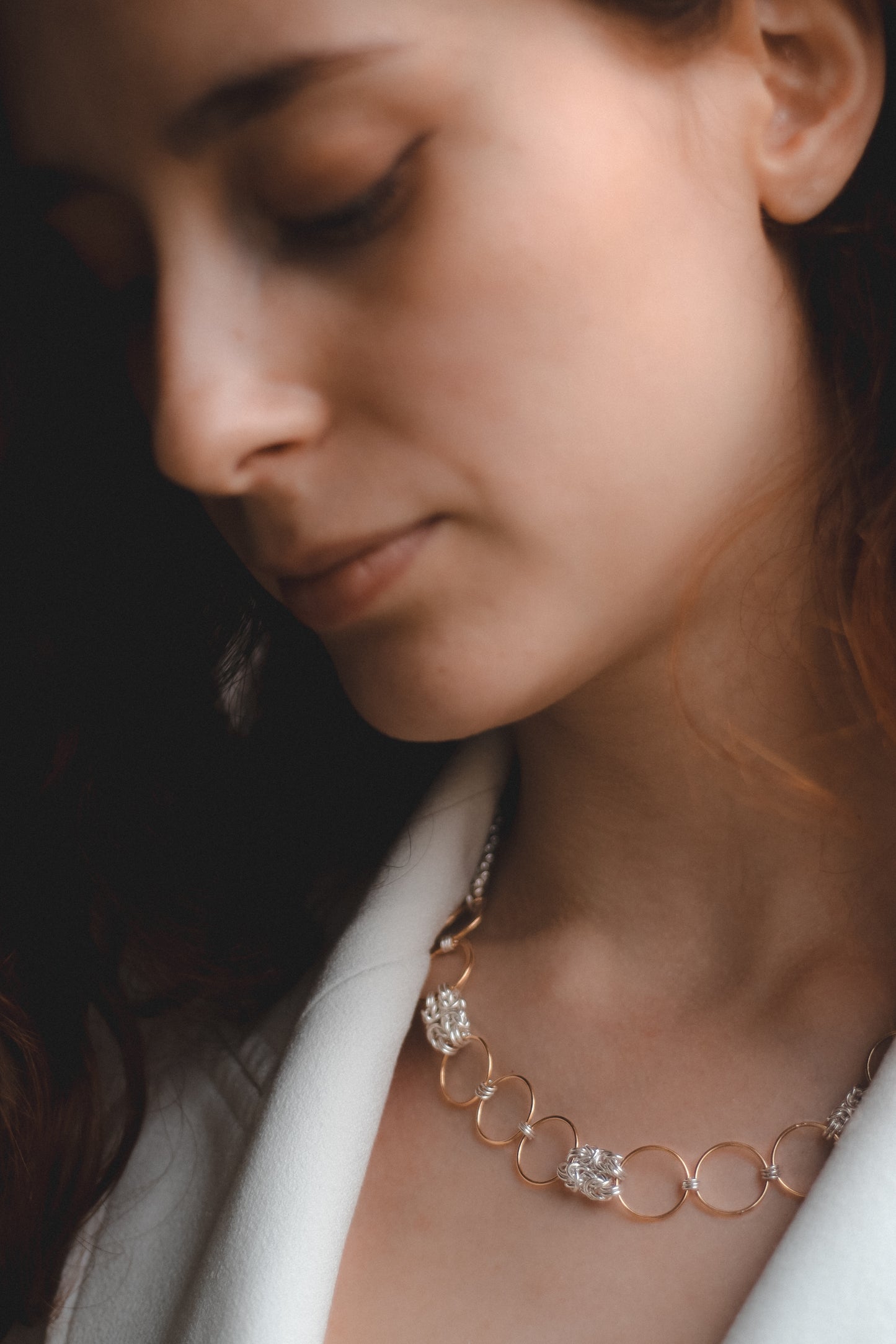 Byzantine Chain Mail and Gold Circle Necklace