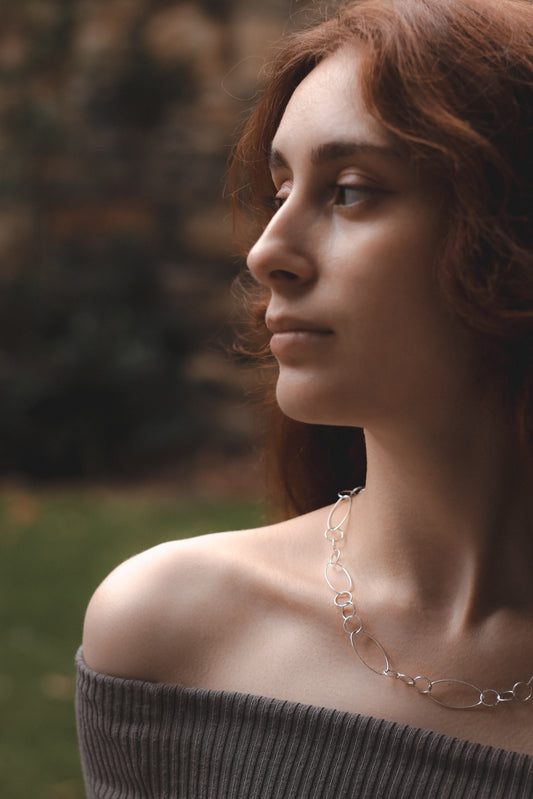 Oval Chain and Circle Necklace