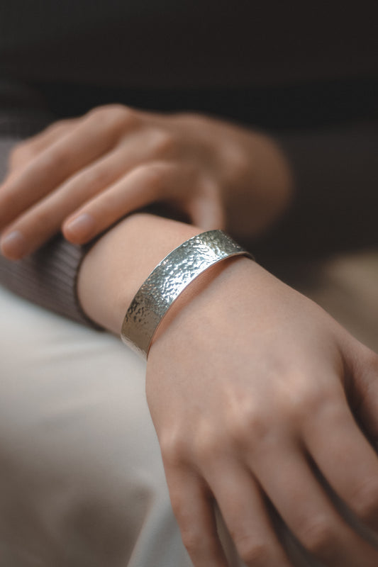 Silver Hammered Medium Cuff