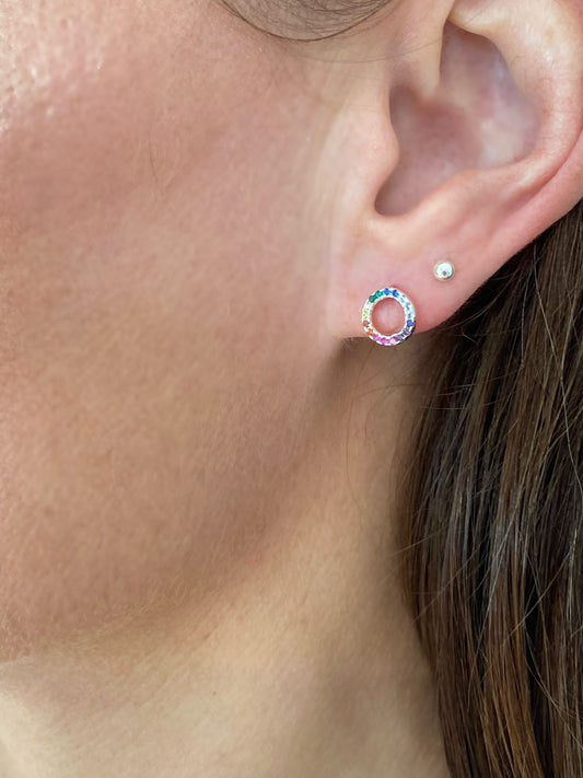 CZ OPEN CIRCLE STUD EARRING