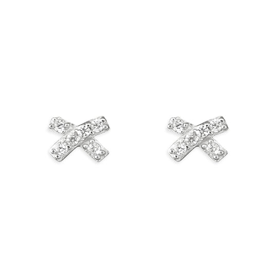 Small cubic zirconia cross stud