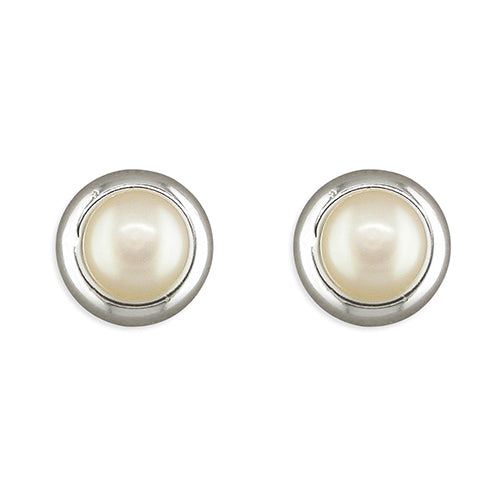 STERLING SILVER 11MM PEARL STUD EARRINGS