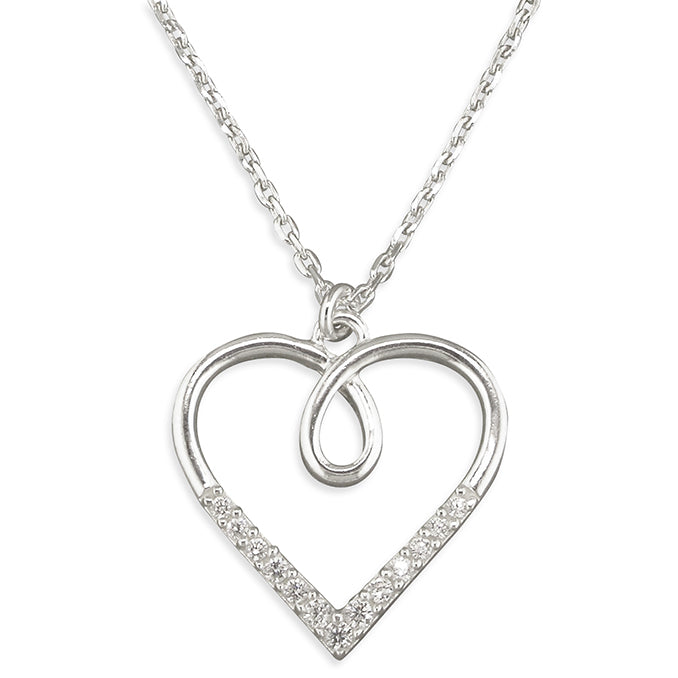 STERLING SILVER CZ HEART NECKLACE