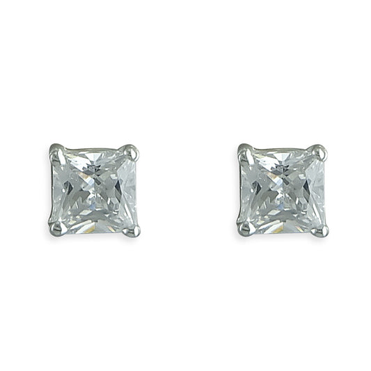 5MM SQUARE WHITE CZ STUD