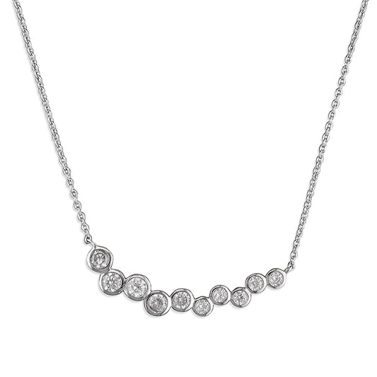 45cm Graduated Rub-Over Cubic Zirconia Row Necklace