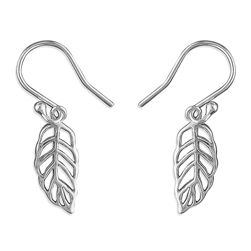 STERLING SILVER LEAF OUTLINE EARRINGS