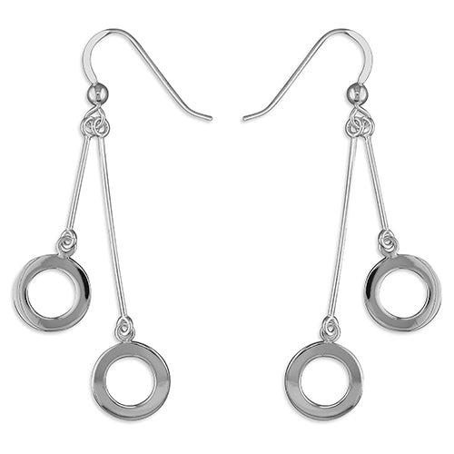 STERLING SILVER DOUBLE OUTLINE CIRCLE EARRINGS