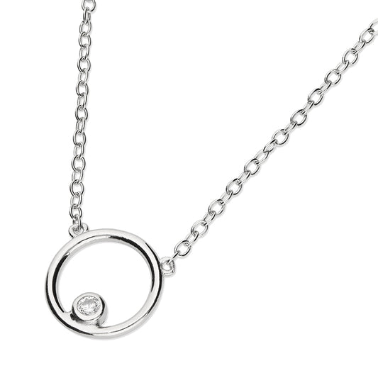 STERLING SILVER CZ ON SMALL CIRCLE NECKLACE