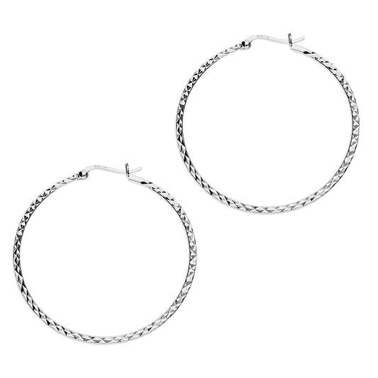 DIAMOND CUT 50MM HOOP EARRING