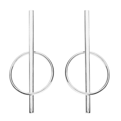 BAR THROUGH CIRCLE DROP EARRINGS