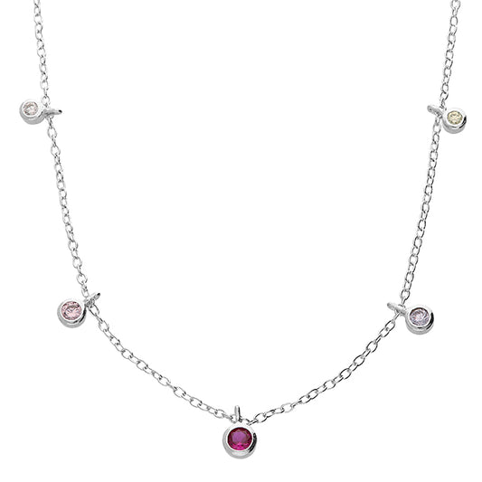 41cm Five Colour Rub Over CZ Necklace