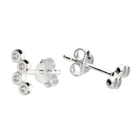 4 small rub over cubic zirconia studs