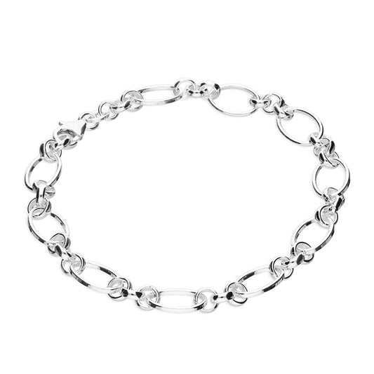 Sterling Silver Bracelet with Oval and Round Links