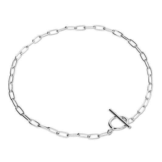 STERLING SILVER PAPER CHAIN T BAR BRACELET