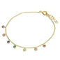 Yellow gold-plated rainbow rub over cubic zirconia droplets bracelet