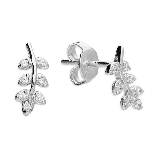 Cubic zirconia leaf stud