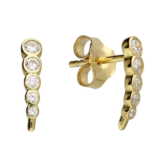 Small gold plated graduated cubic zirconia stud