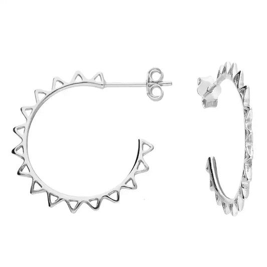 Sterling Silver Earring Outline Sun Stud Hoop