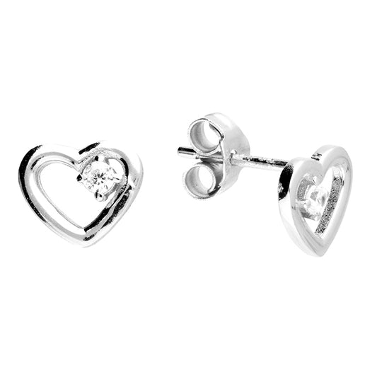 Single Cubic Zirconia Open Heart Stud