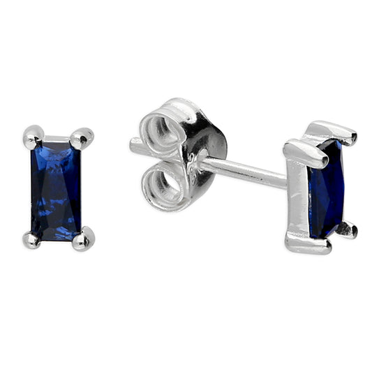 Sapphire Glass Baguette Stud