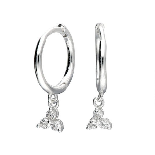 Small Huggie Hoop with Cubic Zirconia Drop