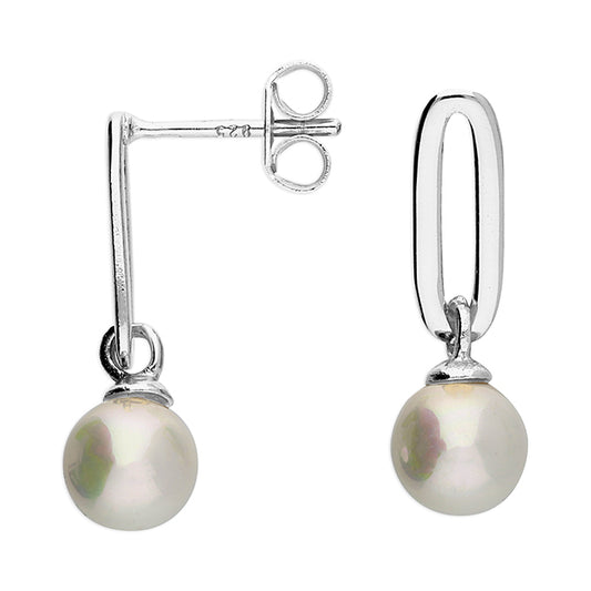 Shell pearl charm on a single paper chain stud