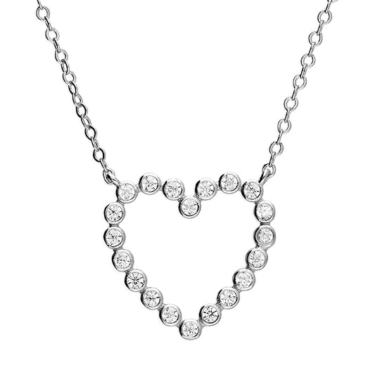 Delicate Cubic Zirconia Heart Necklace (41-46cm)