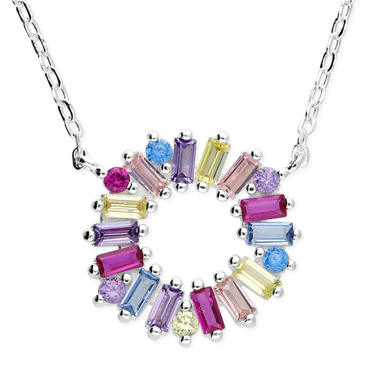 Cubic Zirconia Circle Rainbow Necklace 41+5 cm extension