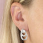 Sterling Silver Double Circle Stud Drop Earrings