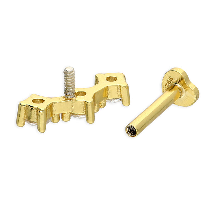 Sterling Silver Gold Plated Labret Stud Earring