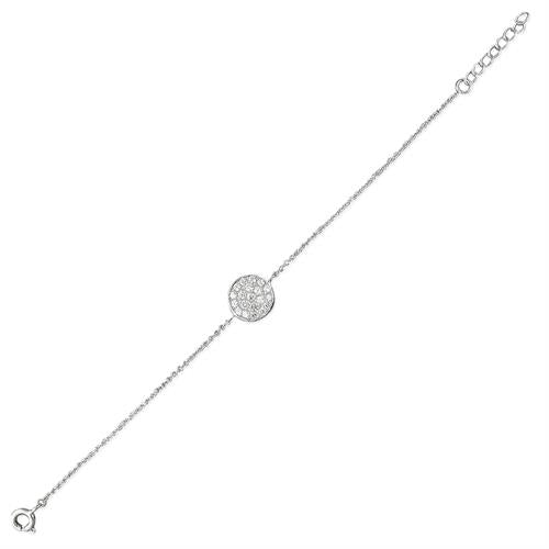 A STERLING SILVER CUBIC ZIRCONA DISC BRACELET