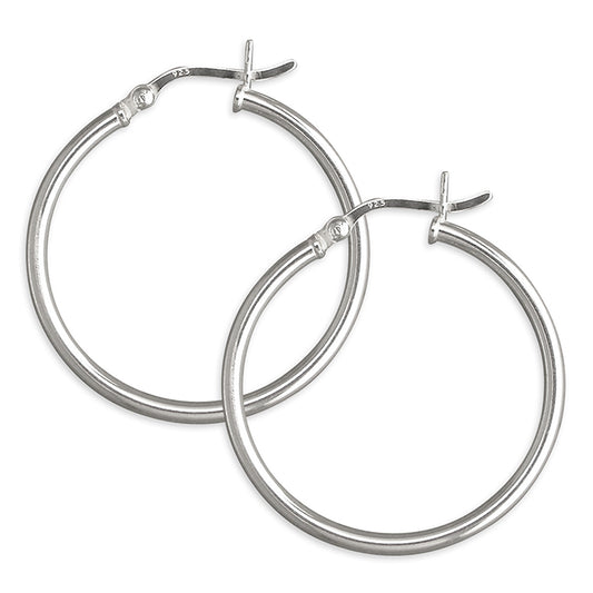 STERLING SILVER 33M PLAIN CREOLE HOOP EARRINGS