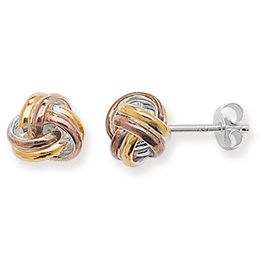 Three Tone Knot Stud Earrings