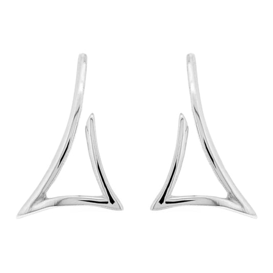 Sterling Silver Abstract Triangle Stud Earrings